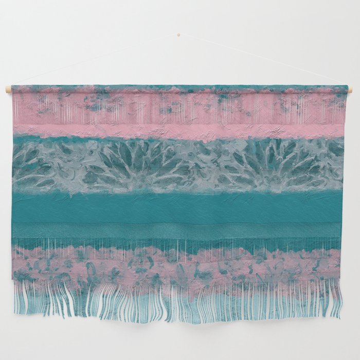 Sweet Summer Stripes - Teal, Pink, Gray Wall Hanging