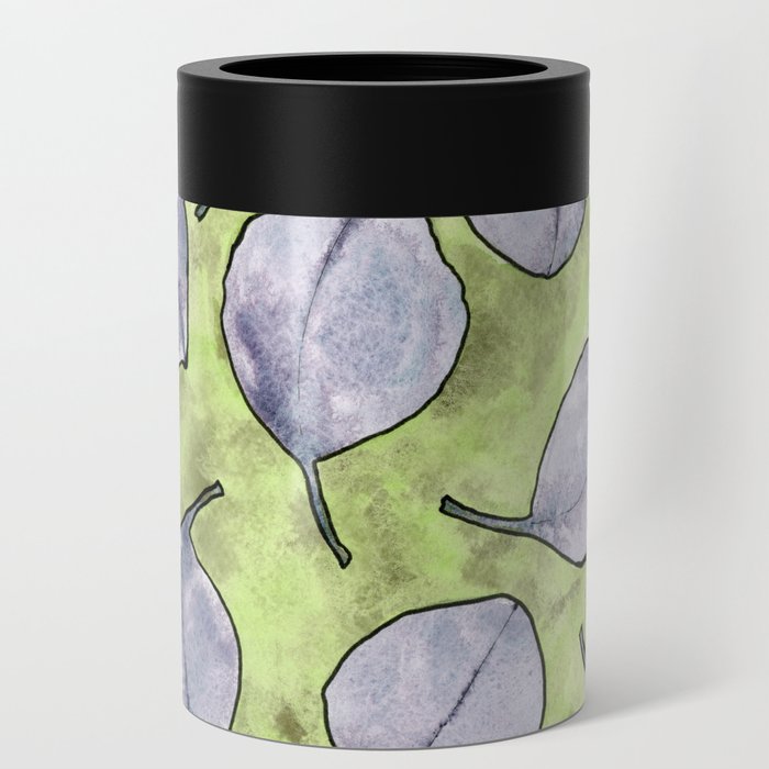 eucalyptus with serpentine green background Can Cooler