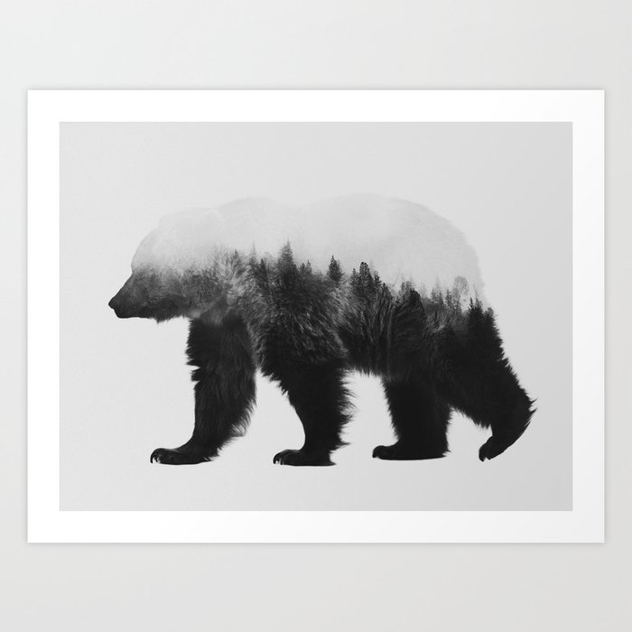 Brown Bear Black Amp White Version Art Print By Andreaslie