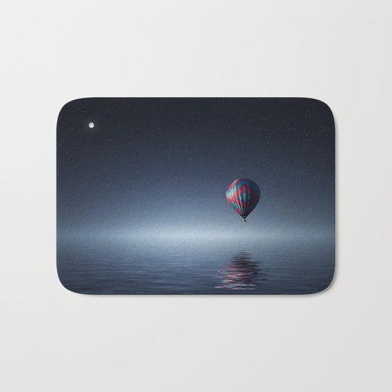 Hot Air Balloon Over Water Bath Mat