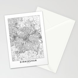 Birmingham, England White Map Stationery Card