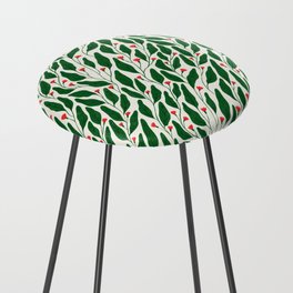Cute Artsy Botanical Floral Green Leaves Red Flowers Counter Stool
