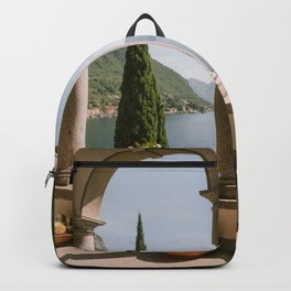 Lake Como, Varenna, Italy, Ocean Views Backpack | Sicily, Amalficoast, Amalfi, Columns, Seaside, Varenna, Lakecomo, Sea, Photo, Italian 