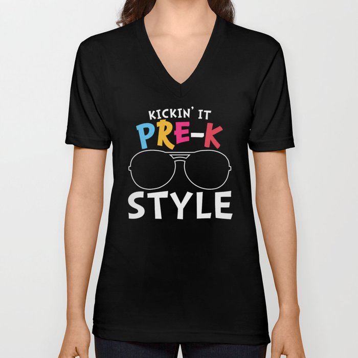 Kickin' It Pre-K Style V Neck T Shirt