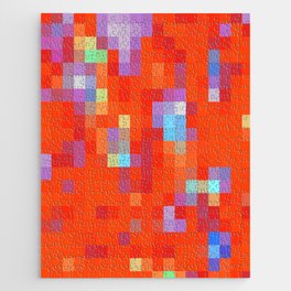 geometric pixel square pattern abstract background in red blue Jigsaw Puzzle