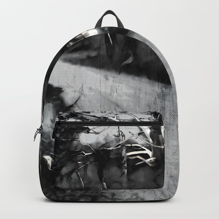 Pale Moon Forest Landscape Scenery in expressionistic in monochromatic black and white tones Backpack