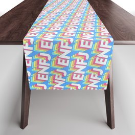 ENFJ Trendy Rainbow Text Pattern (Blue) Table Runner