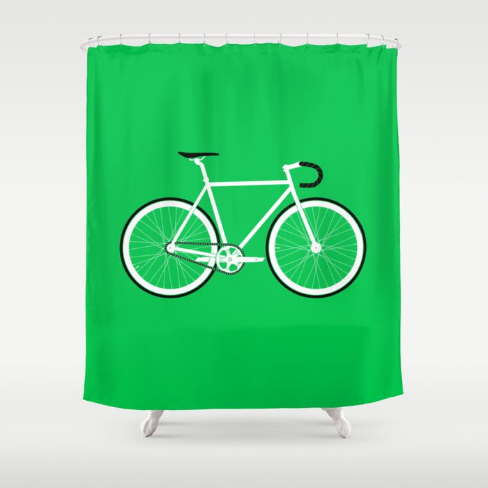 Green Fixed Gear Road Bike Shower Curtain