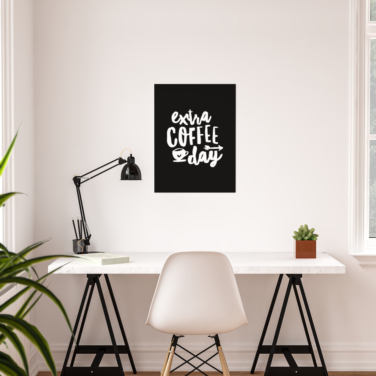 Extra Coffee Day Hand Lettered Typography Design In Black And