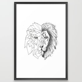 "Half Geometric Lion Head" Framed Art Print