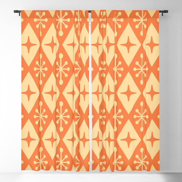 Mid Century Modern Atomic Triangle Pattern 710 Yellow and Orange Blackout Curtain