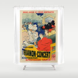 Trianon Concert Montmatre Vintage Advertising Illustration Shower Curtain