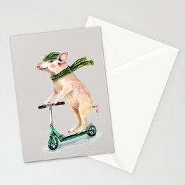 Piggy on a scooter Stationery Card