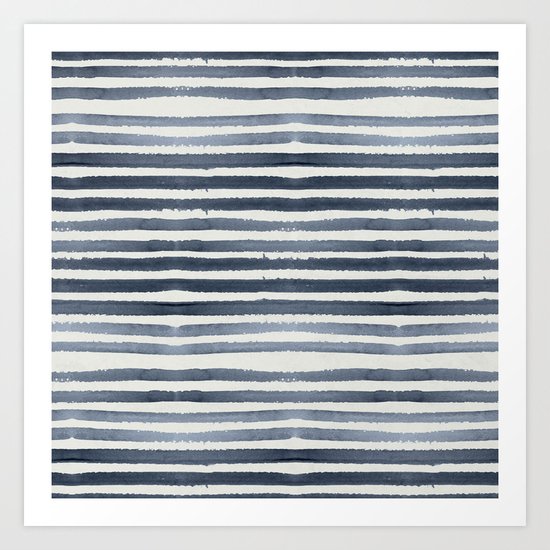 Simply Shibori Stripes Indigo Blue on Lunar Gray Art Print