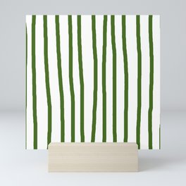 Simply Drawn Vertical Stripes in Jungle Green Mini Art Print