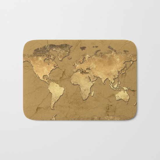 world map marble gold 3 Bath Mat