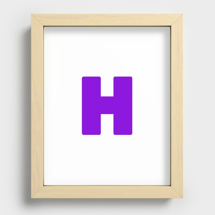 H (Violet & White Letter) Recessed Framed Print