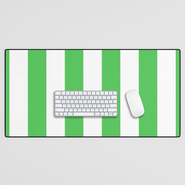 Kelly Green Vertical Cabana Tent Stripes Desk Mat