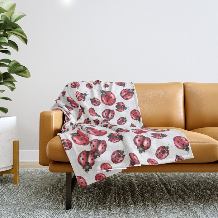 Ladybug Seamless Pattern Throw Blanket