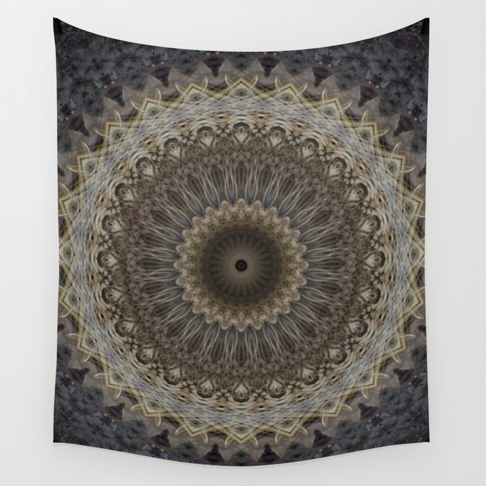 Mandala in warm brown and gray tones Wall Tapestry