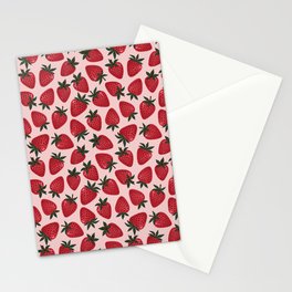 Gouache Strawberry in Pink Stationery Card