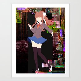 Monika & Glitchy Background Art Print