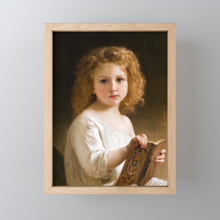 The Story Book, 1877 by William-Adolphe Bouguereau Framed Mini Art Print