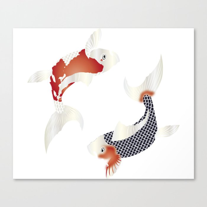 Japanese style two artistic carp Canvas Print