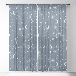 stars and constellations blue Sheer Curtain