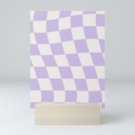 Warped Check Pattern Lavender Mini Art Print