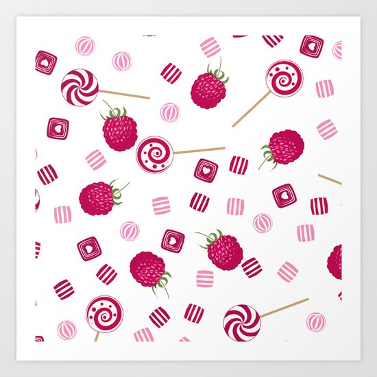 Candy sweets lollipops Raspberry Art Print
