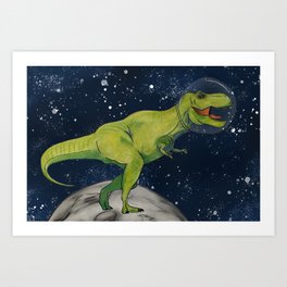 Captain Tyrannosaurus, Astronaut Dinosaur Art Print