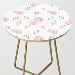 Watercolor abstract boho roses with leaves print Side Table