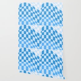 Wavy checker shades of blue Wallpaper
