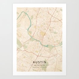 Austin, United States - Vintage Map Art Print