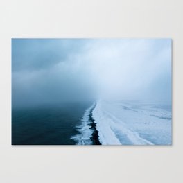 Infinite black sand beach on Iceland coast – Landscape Photography Canvas Print