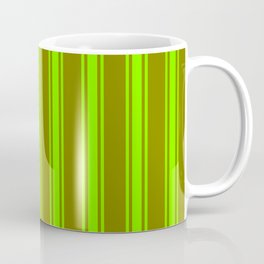 [ Thumbnail: Green and Chartreuse Colored Striped/Lined Pattern Coffee Mug ]