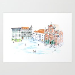 Prešeren Square in Ljubljana, Slovenia Art Print