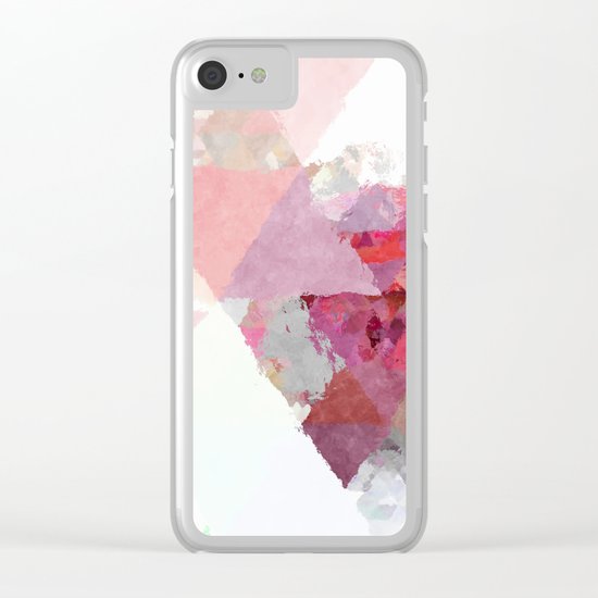 Pink white rosegold triangle pattern Clear iPhone Case