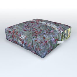 Birch tree and burgundy leaves Outdoor Floor Cushion