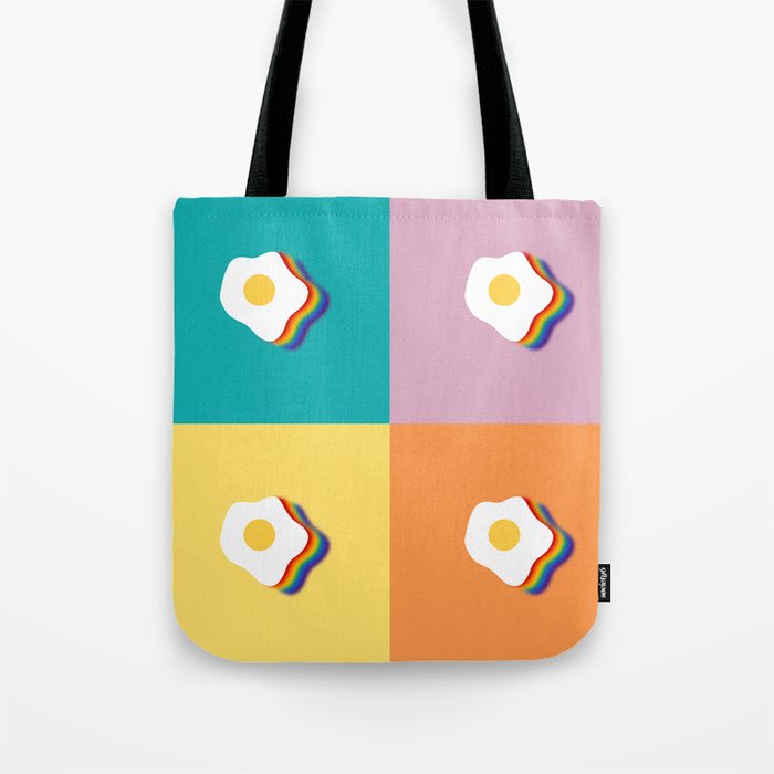 Rainbow fried egg patchwork 1 Tote Bag