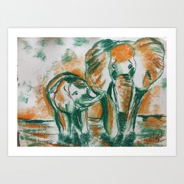 Les Elephants Art Print
