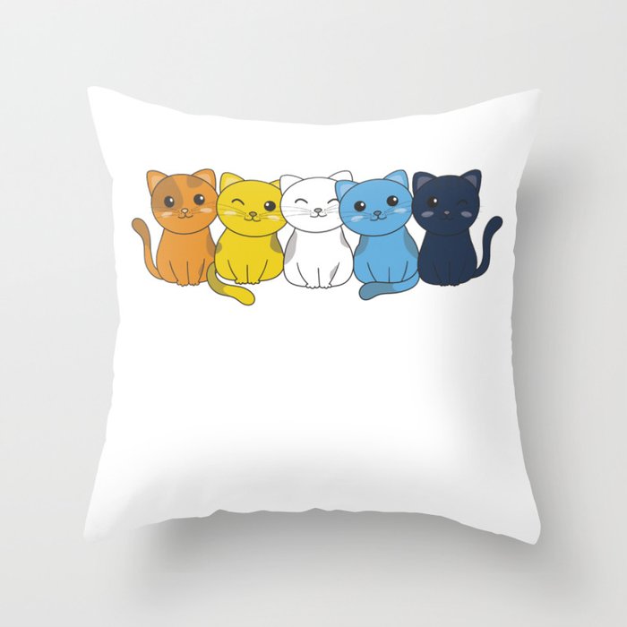 Aroace Flag Pride Lgbtq Cute Cats Bunch Throw Pillow