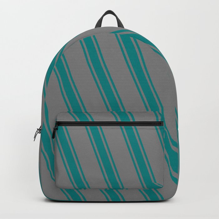 Gray and Teal Colored Stripes/Lines Pattern Backpack