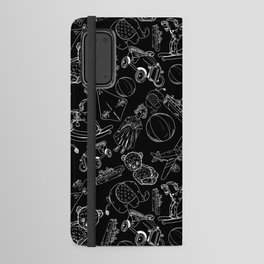 Black and White Toys Outline Pattern Android Wallet Case