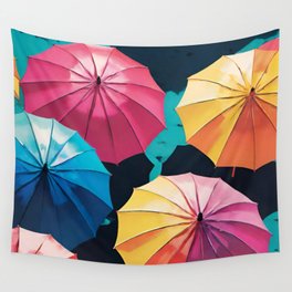 Summer Launch -brightly colored beach umbrellas Wall Tapestry
