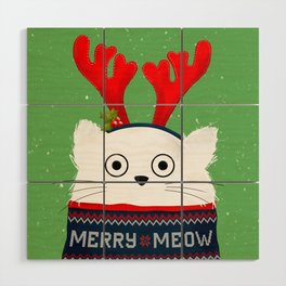 Christmas Reindeer Cat Wood Wall Art