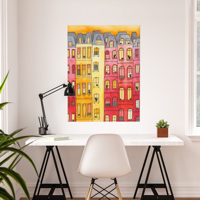 The Sunset Townhouse Block Poster by kilkennycat