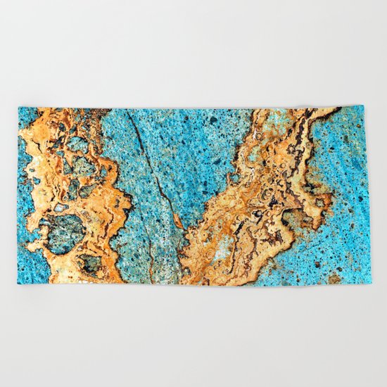 Aqua & Gold Beach Towel
