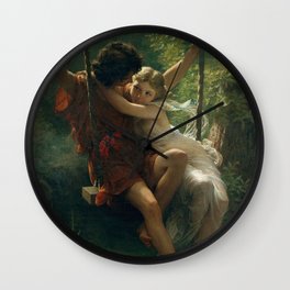 Springtime by Pierre-Auguste Cot 1873 Painting Couple in the Forest Victorian Aesthetic Illustration Wall Clock